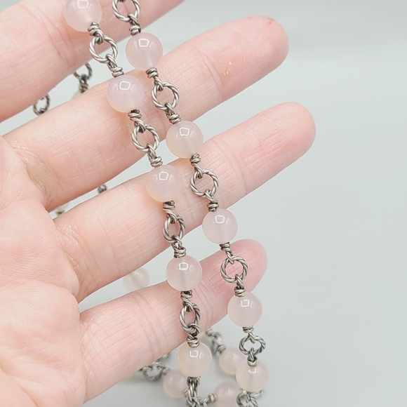 David Yurman Bijoux Rose Quartz Cable Link Necklace - Picture 7 of 8